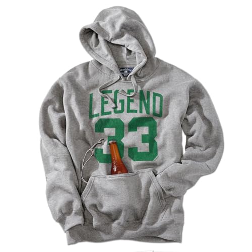 Chowdaheadz Legend 33 Tailgater Hoodie – Unisex Boston Basketball Tribute Sweatshirt with Built-in Bottle Holder and Opener