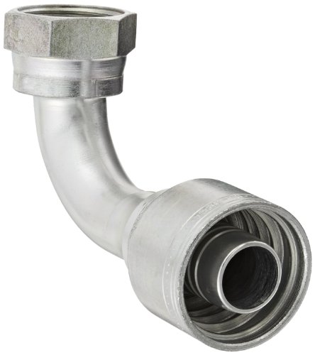 Image of Aeroquip 1AA16FRB16 Carbon Steel Global TTC (Thru the Cover) Crimp Hose Fitting Female ORS Swivel, 90 Degree Elbow, 1 inch Hose ID, 1-7 /16 inch - 12 Thread