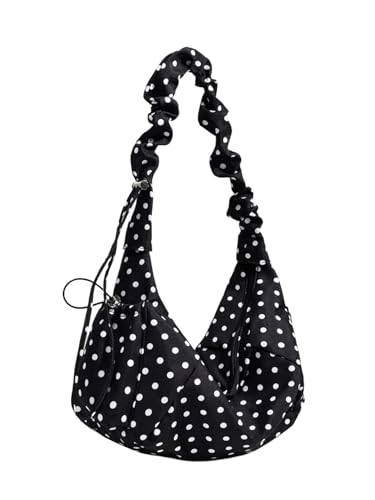 Bolso tote vintage negro con lunares de mujer miniatura 1