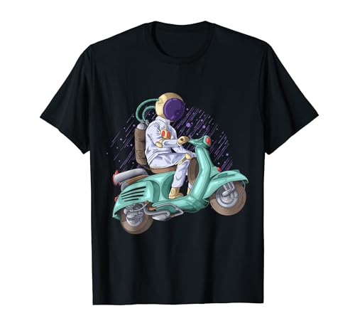 Astronaute Scooter Ride Gift Cosmonaute Space Man on Bike T-Shirt