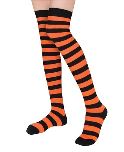 Image of Womens Thigh High Socks Athletic Stripe Cute Colorful Over the Knee High Sock Colorful Long Tube Sock