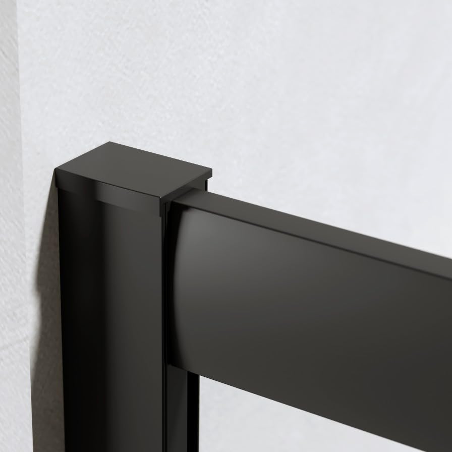 Auria Box Doccia Angolare 70x120 cm h190 - Cabina Doccia Scorrevole in Cristallo Temperato 6mm Trasparente, Profilo Alluminio Nero Opaco, Chiusura Magnetica e Cuscinetti Sganciabili - Mod. Neat
