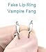 QWALIT Fake Lip Ring Cuffs Fake Lip Piercing Clip on Vampire Teeth Fangs Silver Teeth Grillz Cap for Women Non Piercing Jewelry for Halloween Jewelry Men