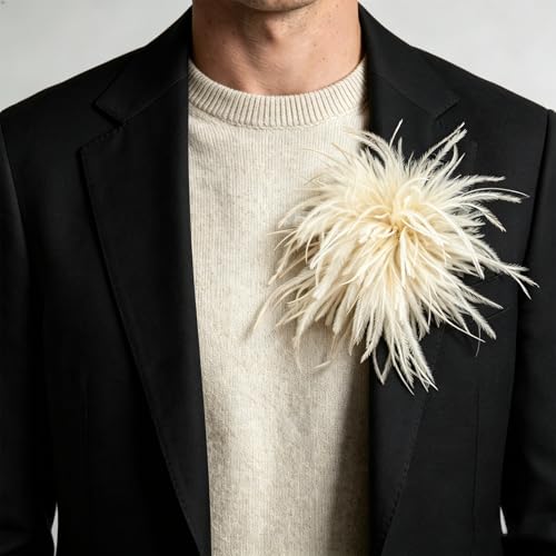 Image of CSIYANJRY99 Dainty Feather & Rose Flower Large Brooch Lapel Pins Delicate Elegant Handmade Flower Brooches Pin Classic for Wedding Party Dance Banquet for Women Dress Suit Ceremony Clothes Accessories Jewelry Valentine's Day Gifts