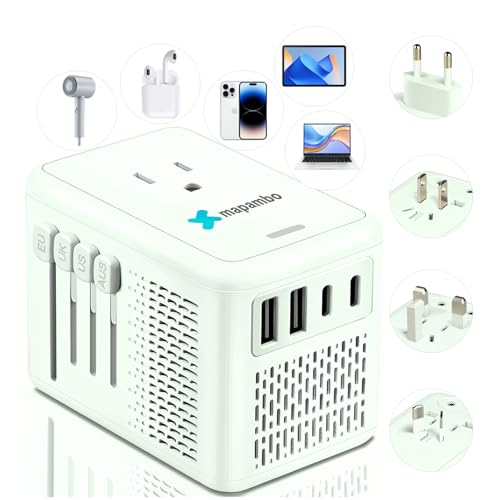 Mapambo 220V to 110V Voltage Converter US to Europe for Hair Dryer with 1 USB Port 3 USB C