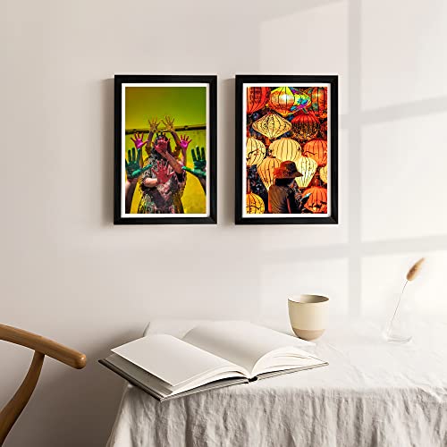 Image of Ritwika's Customized Set of 2 Premium Personalized Print Collage Frames with Your Photos In 2 Sizes | One 8X12 & One 8X12 In | For Anniversary, Birthday, Wedding, Couples, Two Frame Colour
