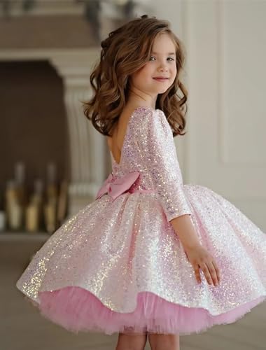 Mordarli Flower Girl Dress Sparkly Sequin Pageant Dress for Girls Tutu Ball Gown Christmas Birthday Party Dresses2