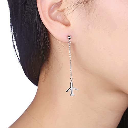 Pendientes de plata de ley S925 con motivo de avión y circonitas para regalar a niñas en fechas especiales 3