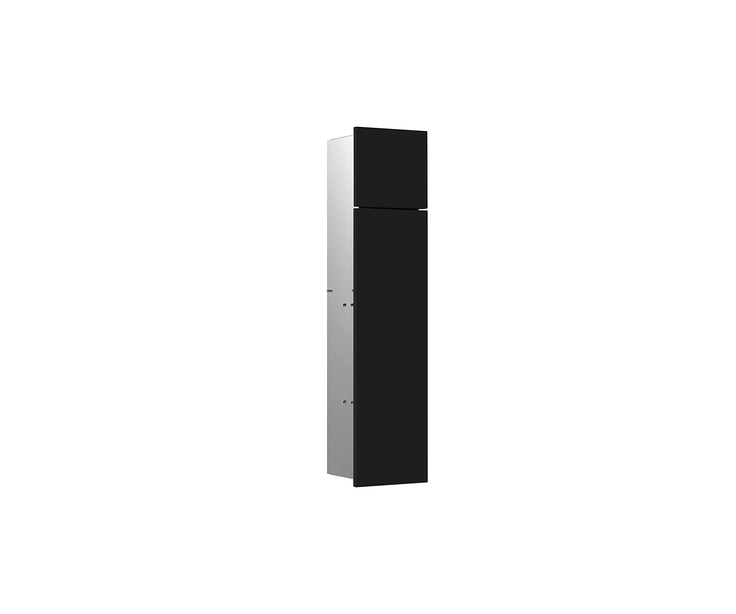 Emco ASIS Pure Flush-Mounted Bathroom Cabinet with Toilet Roll Holder and Compartment, Tall Cabinet with Push to Open Function, Left Stop, Matt Black