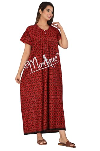 Image of Monique Brand 100% Pure Cotton Nighty for Woman | Floral Gown for Women Night Wear | Cotton Nighty for Women Stylish | Maxi for Women Cotton