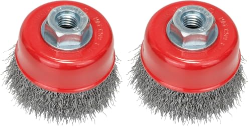 Bosch 1x PRO Steel Longlife Topfbürste, gewellter Draht für kleine Winkelschleifer und M14-Gewinde (für Stahl, Ø 70 mm, Professional Zubehör Kleiner Winkelschleifer) (Packung mit 2)