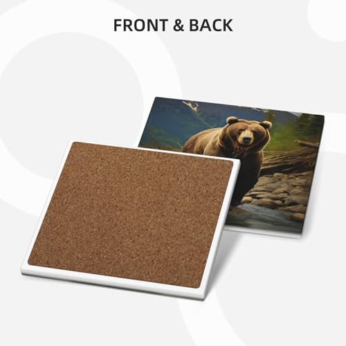 Dessous de verre céramique ours marron, le cadeau de table parfait - 3
