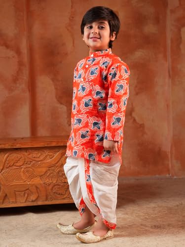 Image of AJ DEZINES Kids Ethnic Wear Pure Cotton Dhoti Kurta Set For Boys