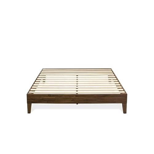 East West Furniture Nvp-22-Q Queen Size Bed Frame With 4 Solid Wood Legs And 2 Extra Center Legs - Walnut Finish #TOP4