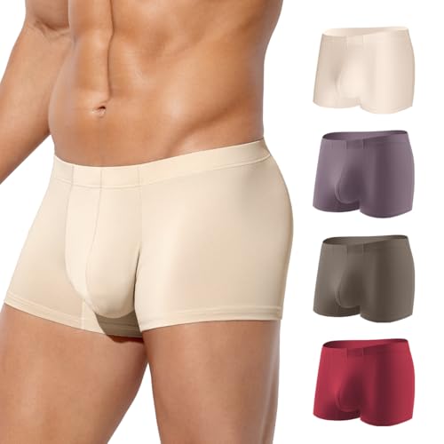 Arjen Kroos Men's Boxer Briefs Sexy Silky Ice Silk Trunks Underwear for Men 4 Pack...