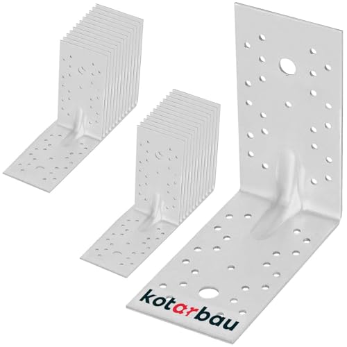 KOTARBAU® 25 x Soportes de esquina en L, 150x150x80mm, Soporte de carga pesada de acero galvanizado, Conector de ángulo recto de unión de 90 grados, Escuadras reforzadas metálicas para vigas de madera