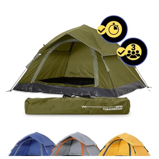 Lumaland Tienda de campaña Outdoor Light Pop Up Ligera para 3 Personas Camping Acampada Festival 210 x 190 x 110 cm Verde