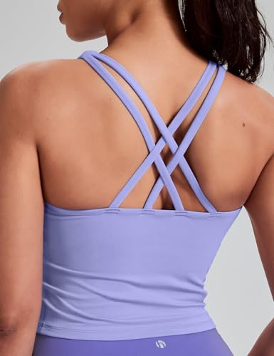 Image of HeyNuts Longline Zeal Bras Medium Impact Wirefree Sports Bras Workout Crop Tank Tops with Removable Pads, A-D Cups