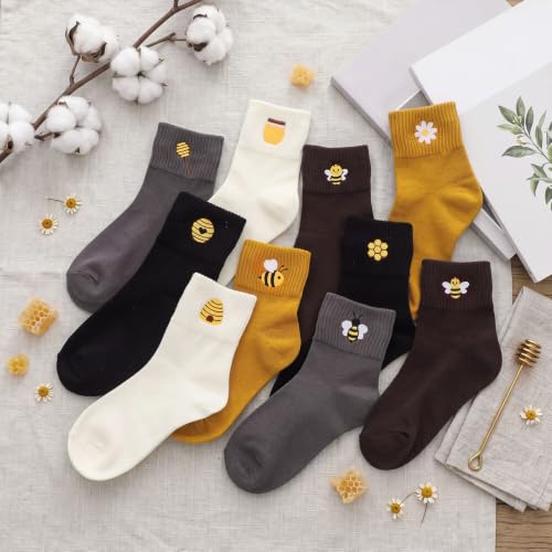 Image of Eurzom 10 Pairs Socks Womens Crew Elastic Ankle Length Cotton Socks Aesthetic Cute Lightweight Low Cut Gifts for Women