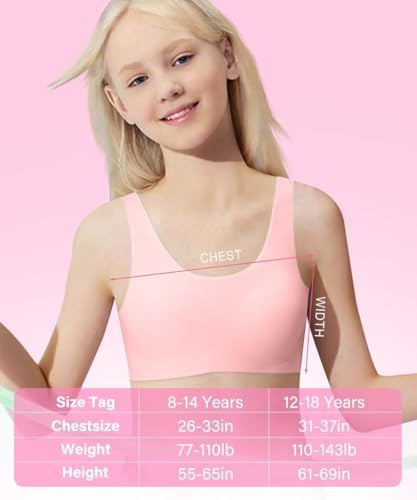 YACCA Girls Seamless Bra Ultra Comfort Soft,Removable Thin AA Cup,Invisible Dig-Free Teen Bras4