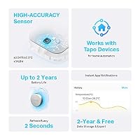 Tapo T310 Smart Temperatur & Luftfeuchtigkeitsmonitor, kostenlose Datenspeicherung,visuelle Grafiken,Flexible Installation,App-Benachrichtigungen, Hub H100 erforderlich (Packung mit 2) – Ansicht 2