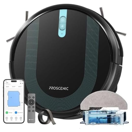 Proscenic 850T Robot Aspirapolvere Lavapavimenti Potente 3000Pa Aspirazione, Serbatoio Acqua Elettrico 2-in-1, Controllo Siri IFTTT APP Alexa, per Domestica Capelli Polvere Lavapavimenti