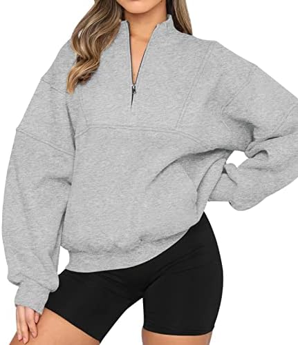 KIKIBERRY Womens Half Zip Up V Neck Long Sleeve Casual Sweatshirt Tops with Pockets 2 KIKIBERRY Womens Half Zip Up V Neck Long Sleeve Casual Sweatshirt Tops with Pockets