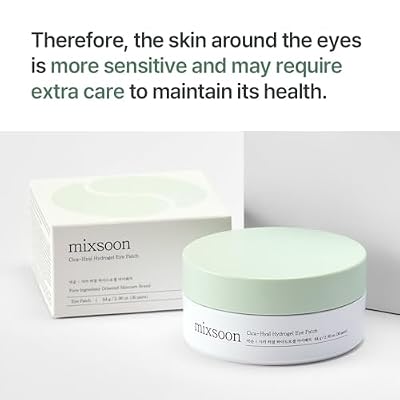 mixsoon Cica-Hyal Eye Patch - Soothing, Hydrating and Cooling Hydrogel Eye Patches, Gentle Care for Tired Eyes 84 g / 2.84 fl.oz. (30 pairs) Korean Glass Skin Care