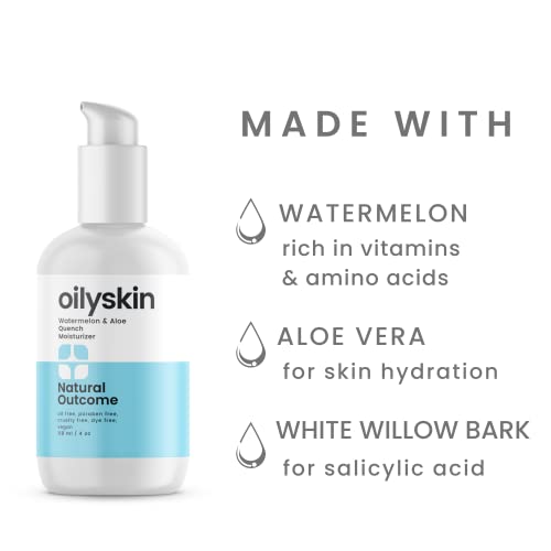 Natural Outcome Oily Skin Moisturizer | Oil Free Daily Facial Moisturizer Gel W/Hyaluronic Acid | Watermelon & Aloe Vera Hydrating Face Lotion | Non-Greasy Lotion For Oily Skin Types | 4 Oz #TOP4