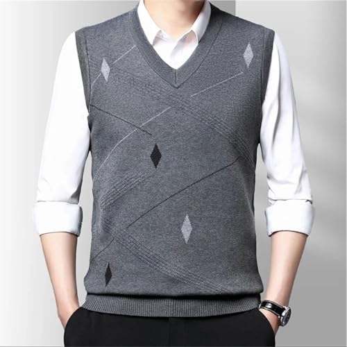 Men’S Thickened Warm V-Neck Knitted Sweater Vest Business Casual Sleeveless Pullover Tank Top2