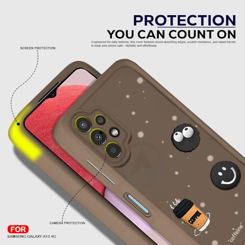 Image of AESTMO Back Case Cover for Samsung Galaxy A13 4G | Cute Fun Cartoon 3D Ball | Coffee Silicone Case | Full Body Protection | Camera Protection Back Cover for Samsung Galaxy A13 4G (Brown)
