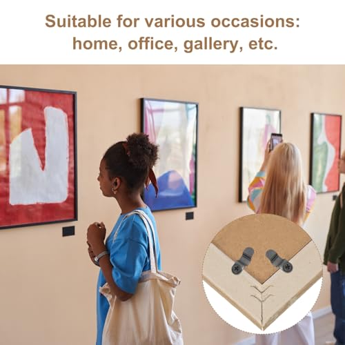 Image of uxcell 200pcs Picture Frame Backing Clips, 0.94 inch Photo Frame Turn Buttons Fasteners Hardware Corner Clip with 200pcs Screw for Hanging Pictures Craft Drawings, Bow Shaped Black