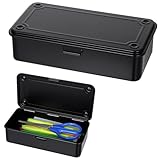 Steel Storage Box with Hinged Lid, 2 Pack Metal Container for Scrapbook Stamps, Rectangular Empty Hinged Tool Box, Metal Storage Organizer for Pegs, Pens, Stationary (8 x 4 x 2 Inch)