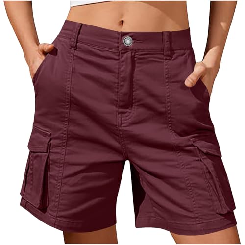 RLEHJN Cargo Shorts Damen,Sommer Kurze Cargohose Outdoor Arbeitshose Kurz Jeans Bermudas Knielang Stoffhose Wandershorts Trekkinghose Y2k Sommershorts Baggy Freizeitshorts Jorts mit Multi Taschen