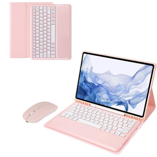 Teclado para Samsung Galaxy Tab S7 FE y S7 Plus con funda rosa magnética ideal para estudiar