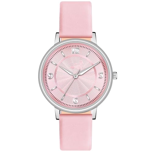 Image of Acnos 6 Colors Dial Leather Strap Quartz Analog Watch for Women - Classic & Stylish