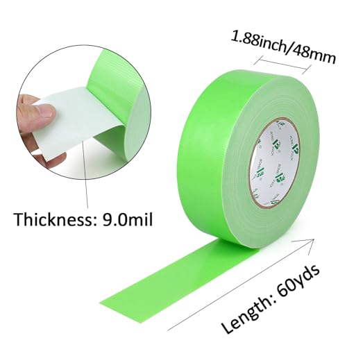 Image of BOMEI PACK Green Duct Tape, Heavy Duty Strong Waterproof Industrial Color Duct Tape 9.0mil x 1.88inch x 60yds for Packing and Repairing