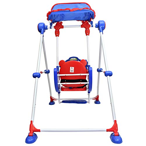 Image of Baby Swing, Foldable Swing 2-7 Year Indoor Outdoor Children's Toddler Roof Canopy Tent Beautiful Baby Hanging Dining Chair Baby Jhula Hanging for Living Room Multi Functional Musical Toy