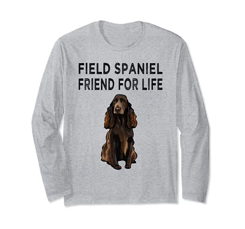 Field Spaniel Friend For Life Dog Friendship Long Sleeve T-Shirt, Grey