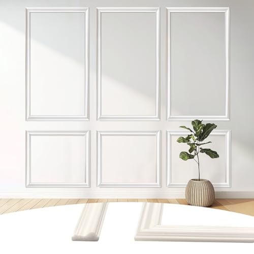 30 Pcs Peel and Stick Wall Molding Kit, Assemble Wall Molding Panels Peel and Stick Molding Trim for Walls Moulding Premade Wainscoting Panels Pre Cut Wall Molding Trim for Home Decor by KEOHOLI - Used condition - US$41.22