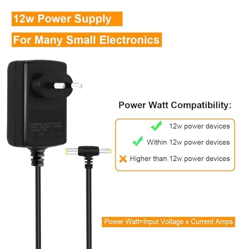 Image of RASHRI 12V 2AMP DC Power Adapter, Powers Supply, SMPS for LCD Monitor, TV, LED Strip, CCTV, 12 Volt Power Adapter,AC Input 100-240V Dc Output 12 Volt - 2.5mm x 5.5mm Jack.