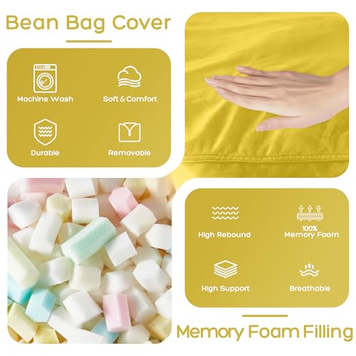 Image of HABUTWAY Bean Bag Chair: Giant 4' Memory Foam Furniture Bean Bag Chairs for Adults with Microfiber Cover 4Ft(Lemon)
