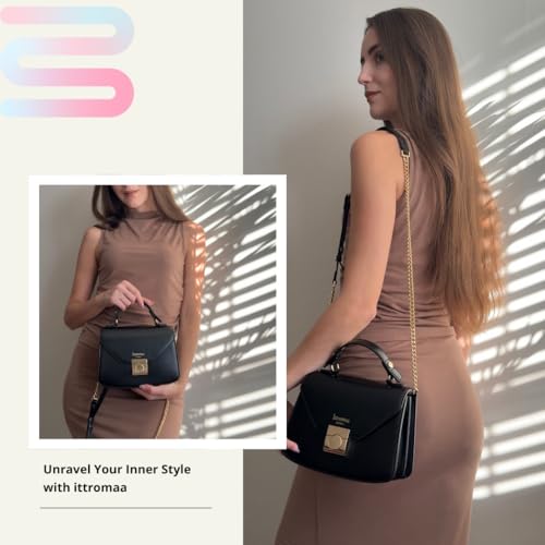 Posh Lady Designer Handbags Purses for Women, Vegan Leather Crossbody Bag Satchel with Top Handle & Gold Hardware3