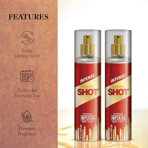 Image of Layer'r Shot Imperial Fragrant Body Spray for Men 2 x135ml Each | Long Lasting & Skin-Friendly Premium Fragrance | Perfect for Body & Clothes | Ideal For Daily Use | Ideal Gift For Men