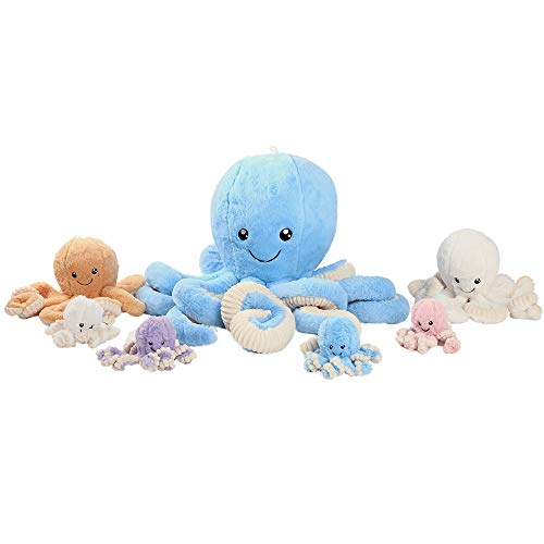 DENTRUN Octopus Stuffed Animals, Octopus Plush Doll Play Toys for Kids Girls Boys Adults Birthday Xmas Gift Present 7/16/24/32 Inches, 5 Colors (7 inches, Blue)