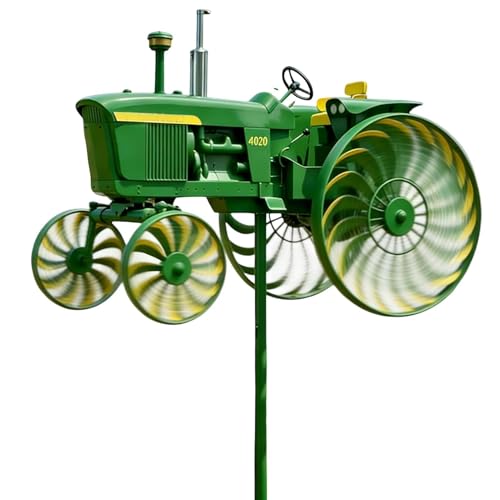 Spinner De Tracteur pour Extérieur, Sculpture De Vent De Tracteur De Ferme, Décor De Moulin À Vent en Métal, Sculpture De Vents d'art De Mouvement De Tracteurs, Décoration De Jardin, Résistant