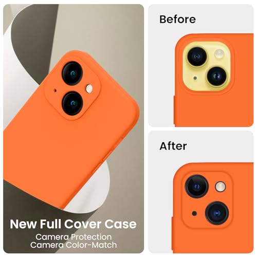 Image of FireNova Designed for iPhone 14 Case, Silicone Upgraded [Camera Protection] Phone Case, Soft Anti-Scratch Microfiber Lining Inside, 6.1 inch, Neon Orange
