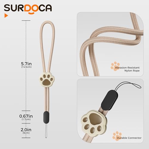 SURDOCA Cordon de téléphone réglable, sangle de poignet d'appareil photo, dragonne en nylon, dragonne de téléphone, sangle de téléphone anti-vol, lanière pour écouteurs, clé USB, badge