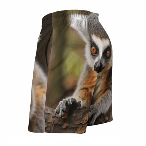 Monkey Lemur Cute Mens Swim Trunks Quick Dry Hawaii Bathing Suit Board Shorts with Mesh Lining-4