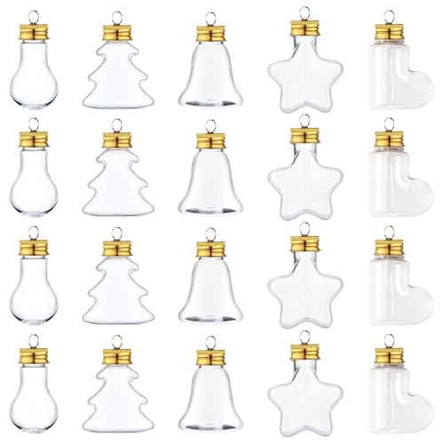 Neikafan Boule Transparente à Remplir 20 Pièces en Acrylique Boules de Noel à Garnir Plastique Ouverte Boule Noël Transparente Remplissable avec Ruban...